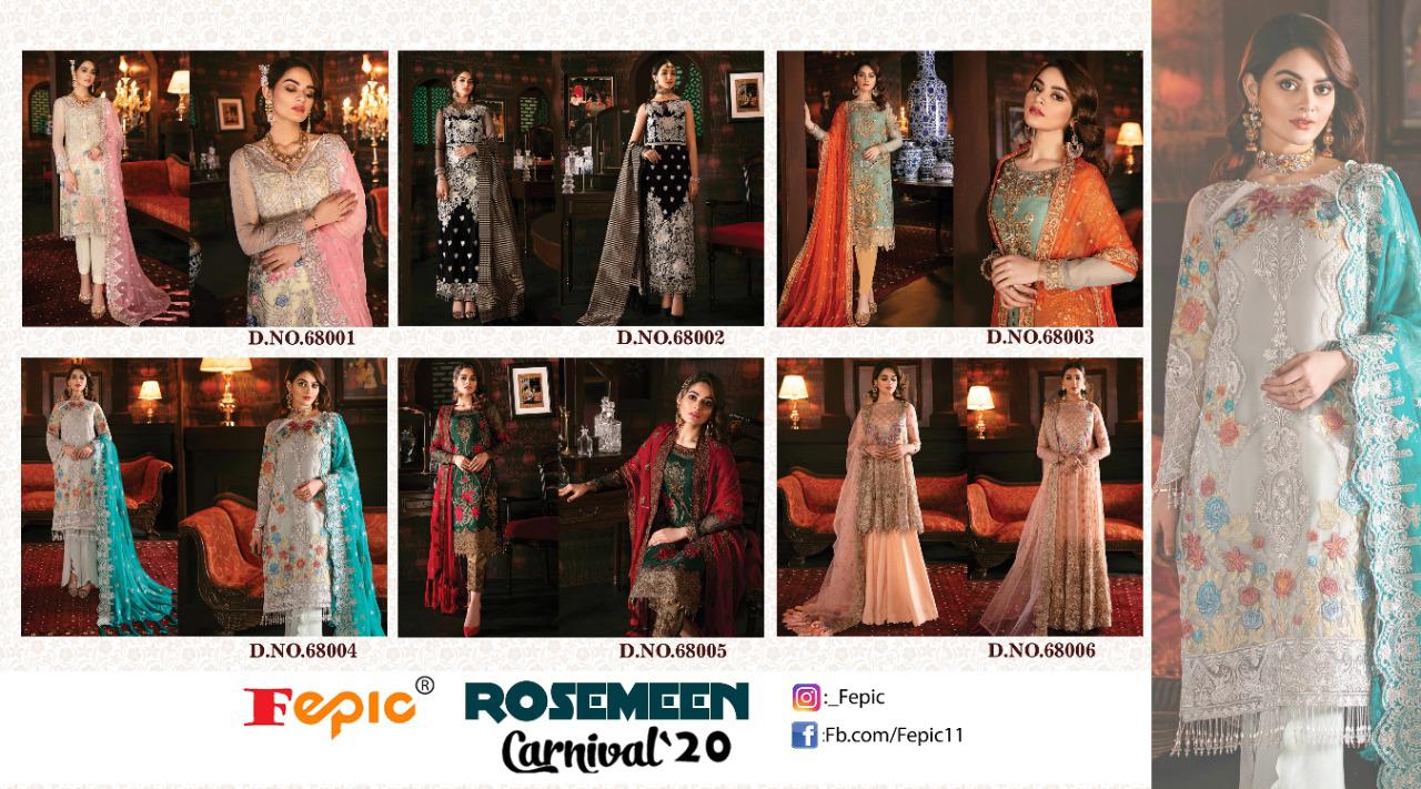 ROSEMEEN CARNIVAL 20 BY FEPIC GEORGETTE PAKISTANI WORK SUITS WHOLESALER