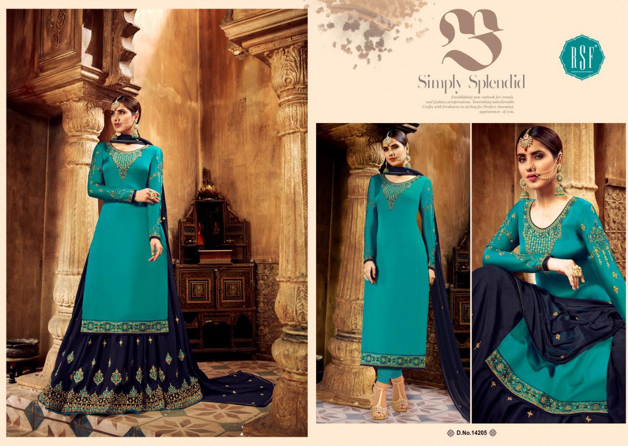 RSF PRESENT MANDORA SATIN GEORGETTE SILK LONG SUIT WITH GHAGHRA STYLE COLLECTION