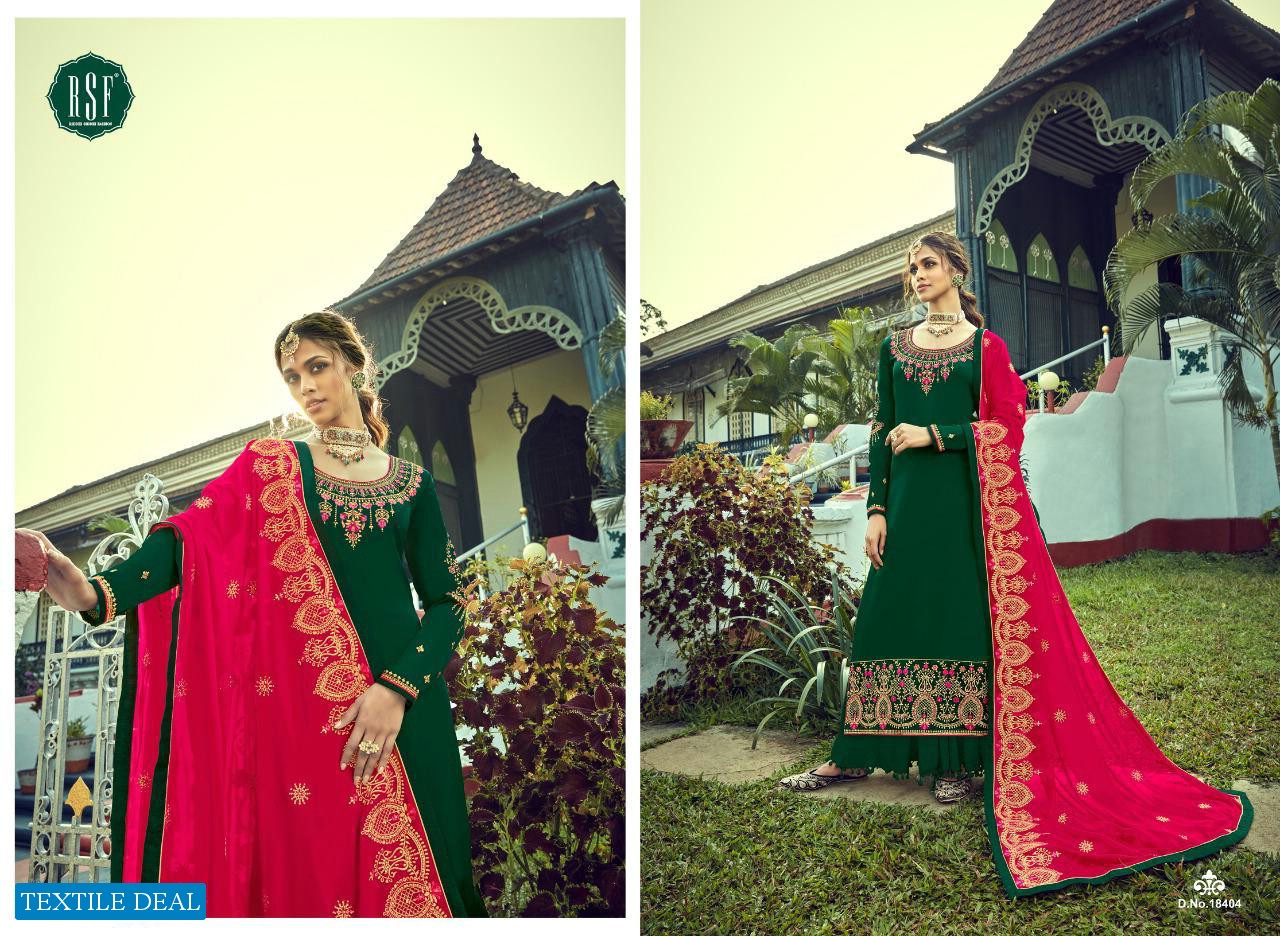 RSF PRESENT OZAS SATIN GEORGETTE LONG EID SPECIAL DESIGNER SUITS