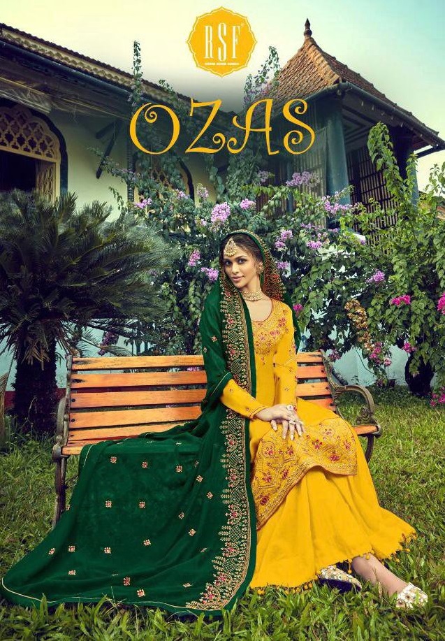 RSF PRESENT OZAS SATIN GEORGETTE LONG EID SPECIAL DESIGNER SUITS