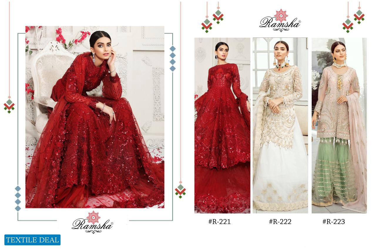 Ramsha R-221 R-222 And R-223 Wholesale Pakistani Concept Salwar Kameez