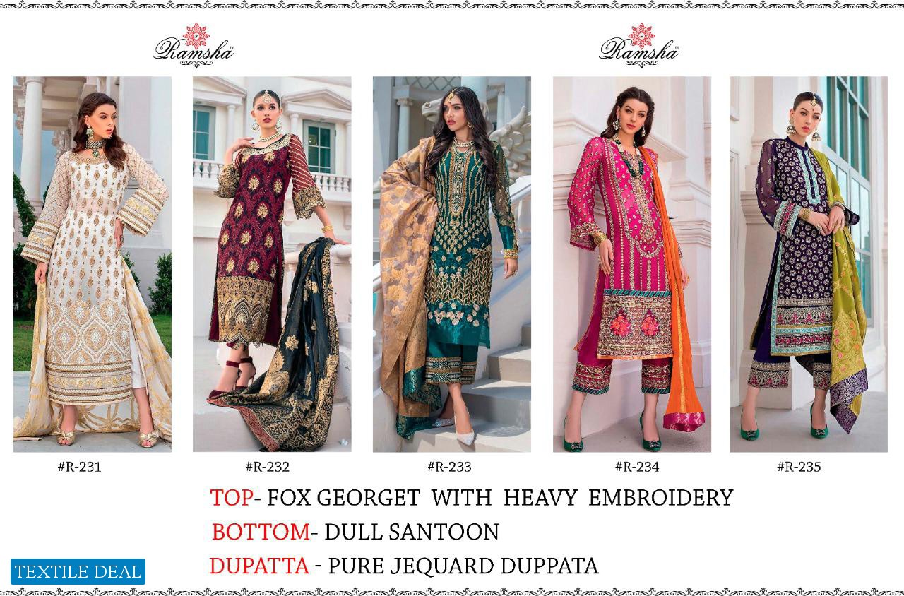 Ramsha R-231 to R-235 Wholesale Pakistani Concept Salwar Kameez