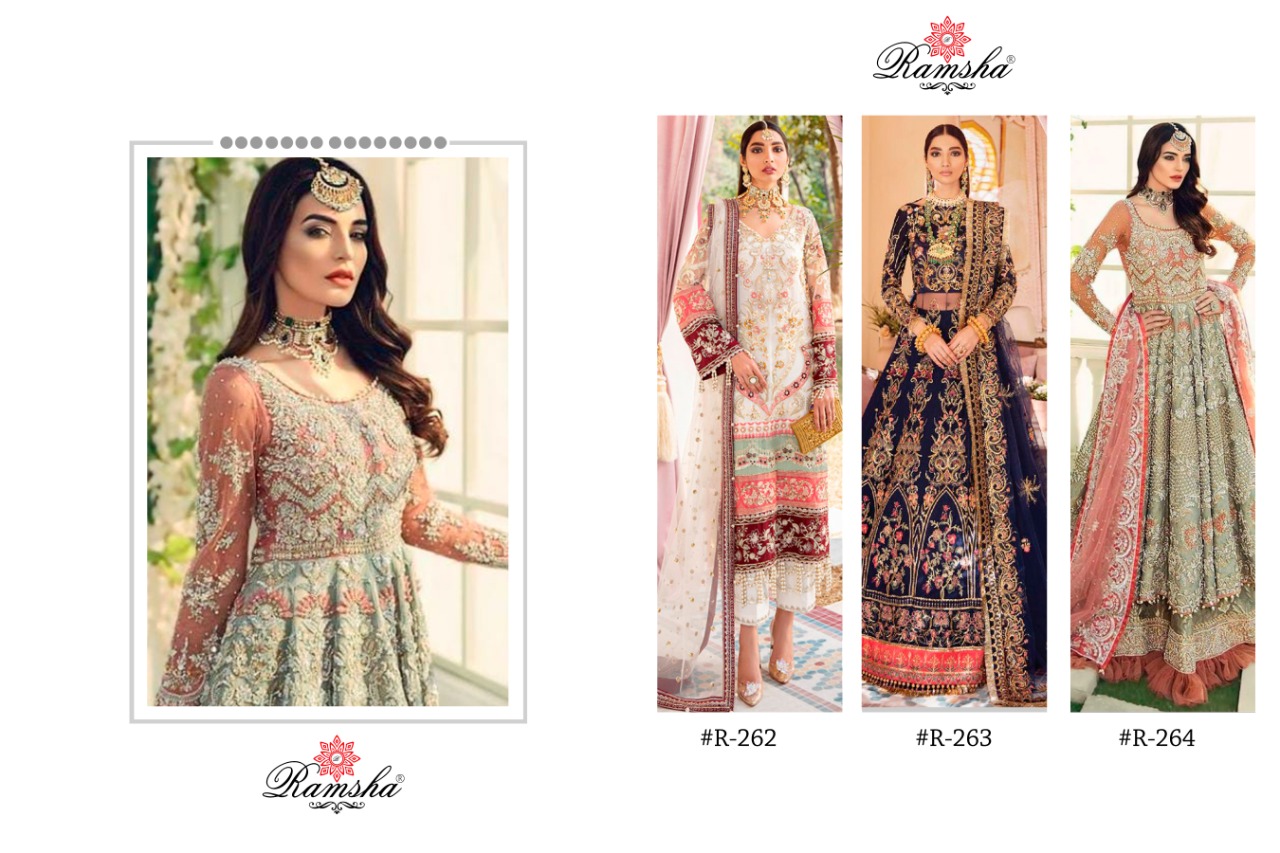 Ramsha R-262 R-263 And R-264 Wholesale Pakistani Salwar Kameez