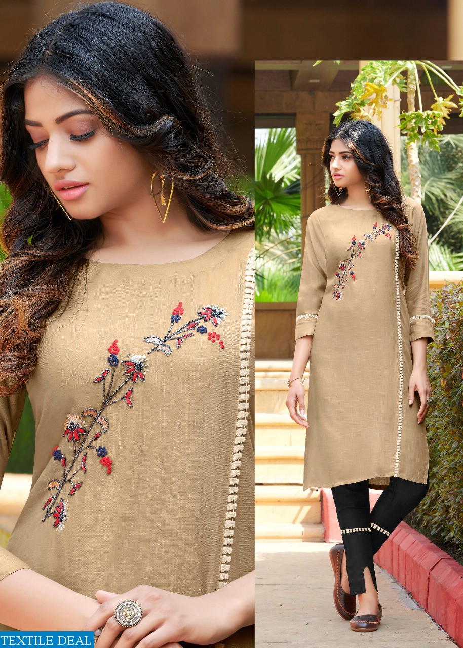 Rangjyot Kayaa Vol-1 Wholesale Reyon Kurti With Pant Catalogs