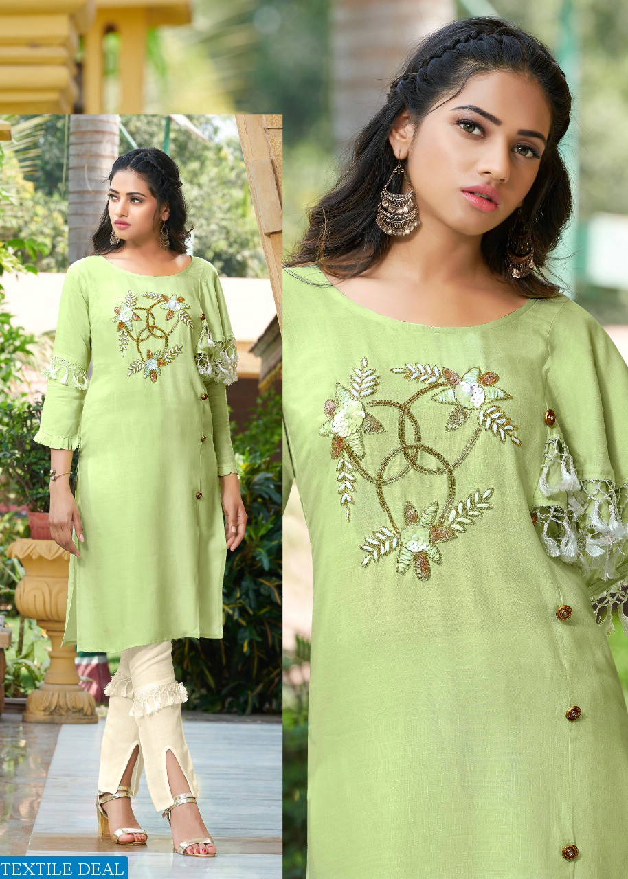 Rangjyot Kayaa Vol-1 Wholesale Reyon Kurti With Pant Catalogs