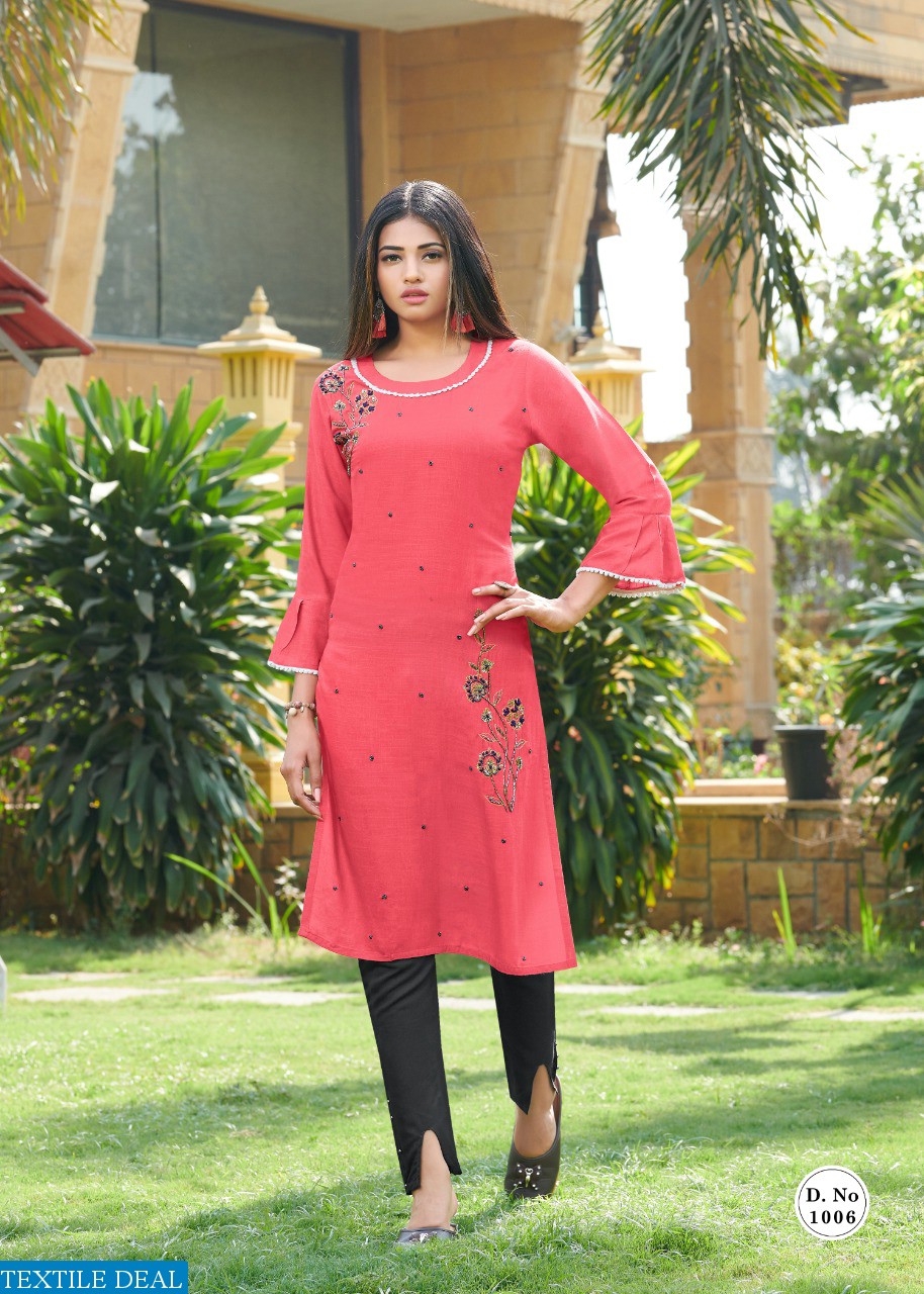 Rangjyot Kayaa Vol-1 Wholesale Reyon Kurti With Pant Catalogs