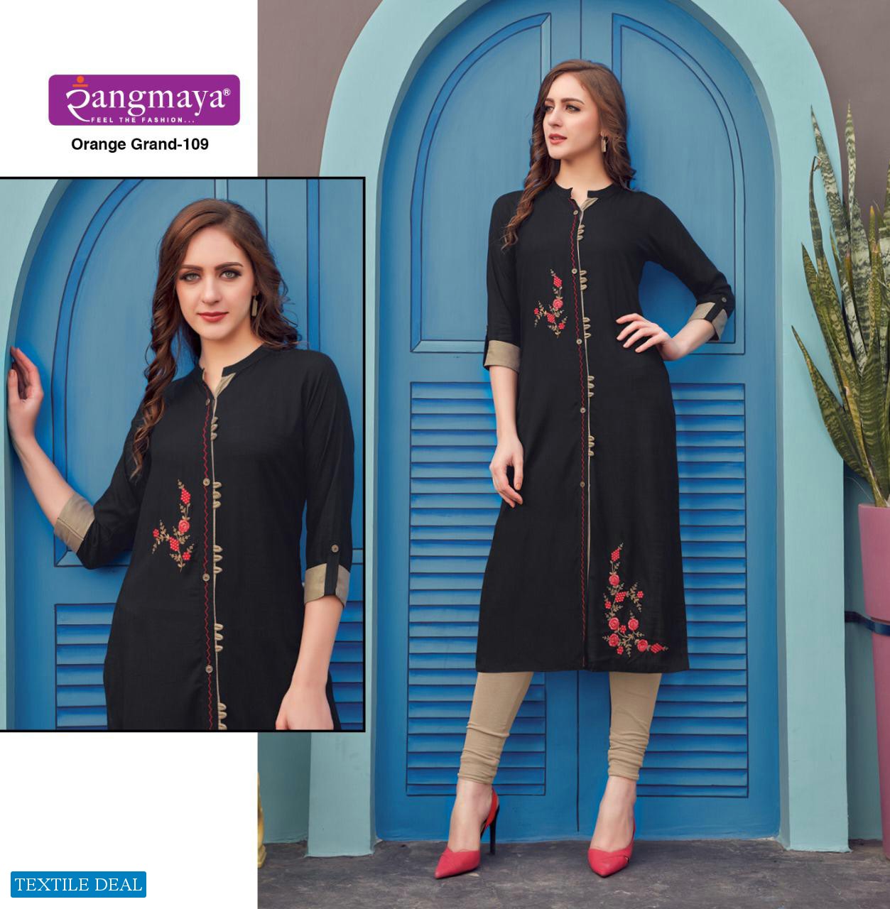 Rangmaya Orange Grand Wholesale Full Stitched Tops