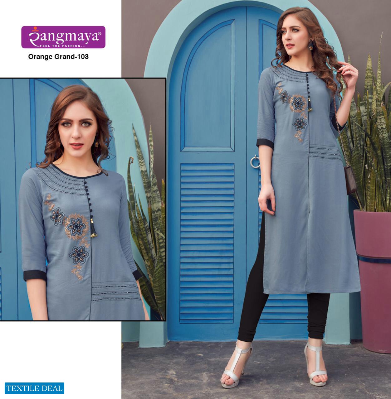 Rangmaya Orange Grand Wholesale Full Stitched Tops