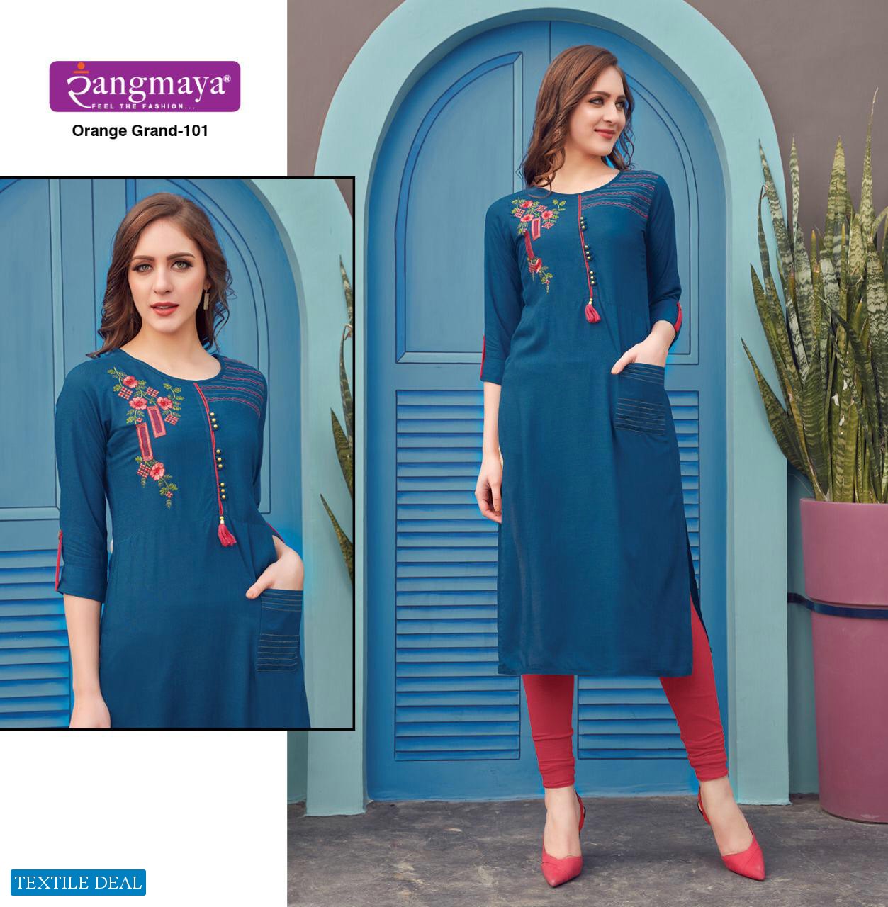 Rangmaya Orange Grand Wholesale Full Stitched Tops
