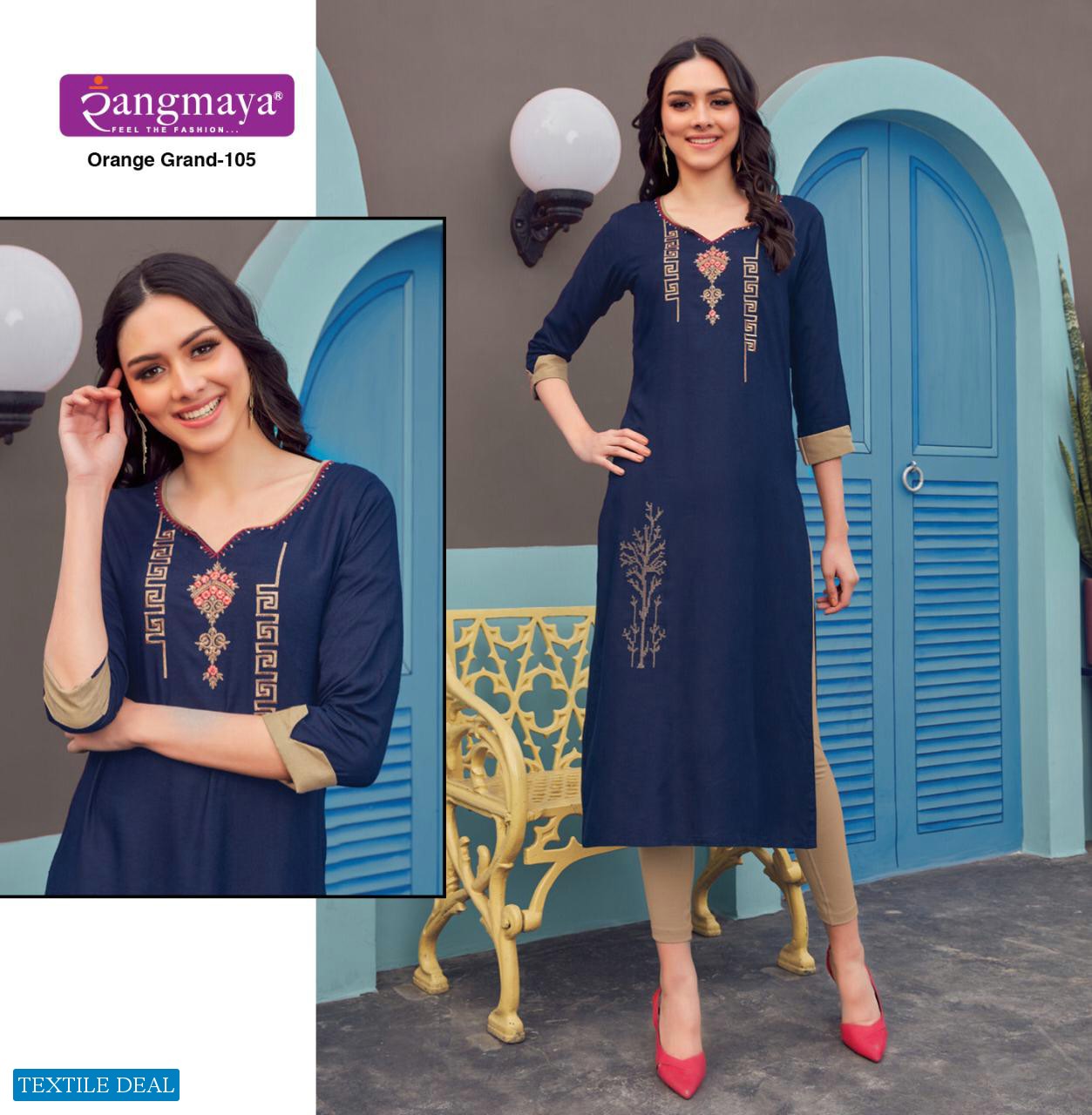 Rangmaya Orange Grand Wholesale Full Stitched Tops