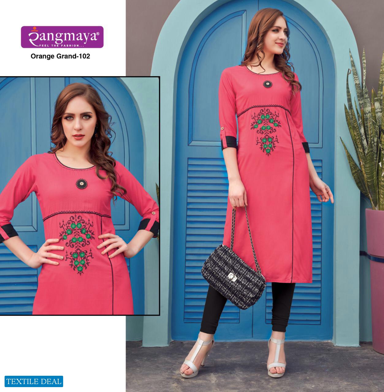 Rangmaya Orange Grand Wholesale Full Stitched Tops