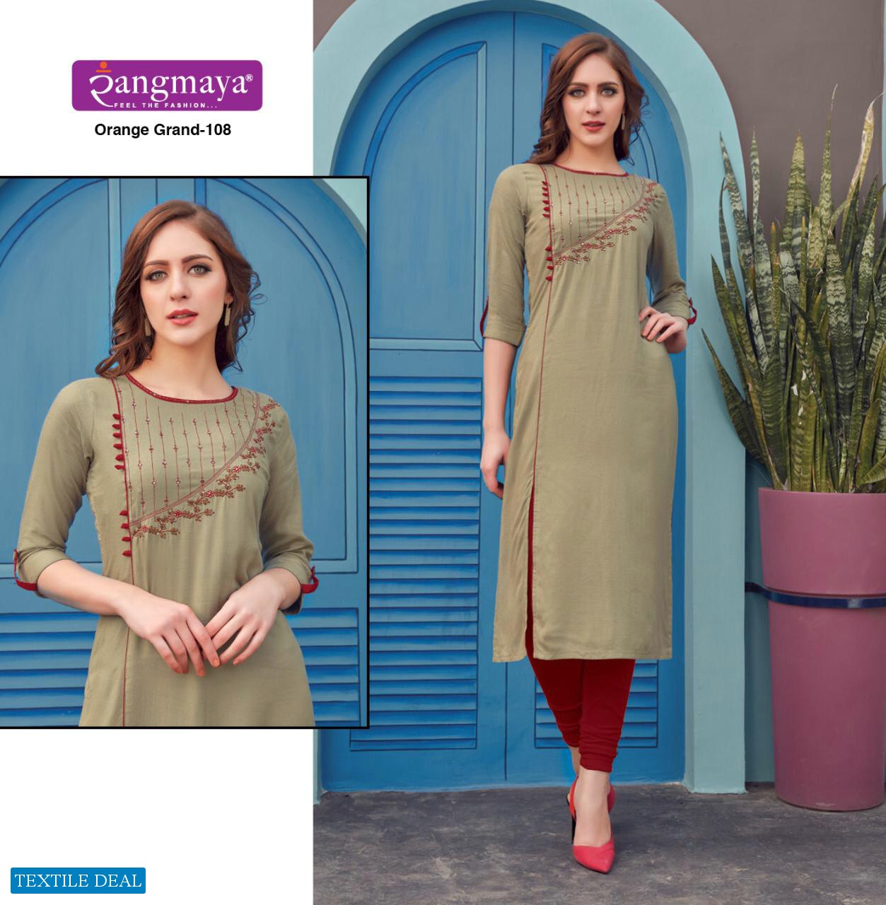 Rangmaya Orange Grand Wholesale Full Stitched Tops
