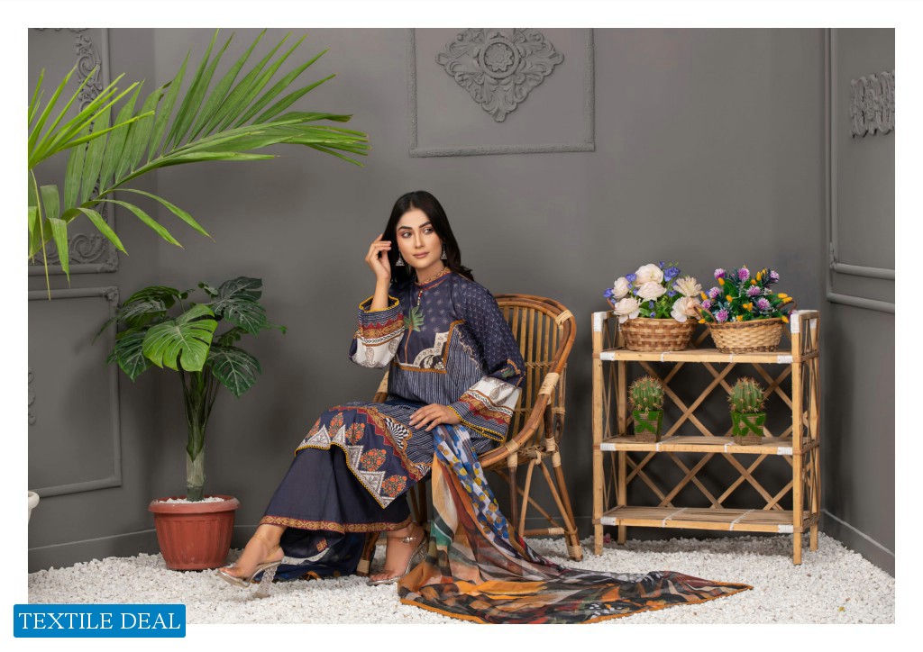 Regalia Orchid Printed Lawn With Silk Dupatta Wholesale Pakistani Suits Dealer