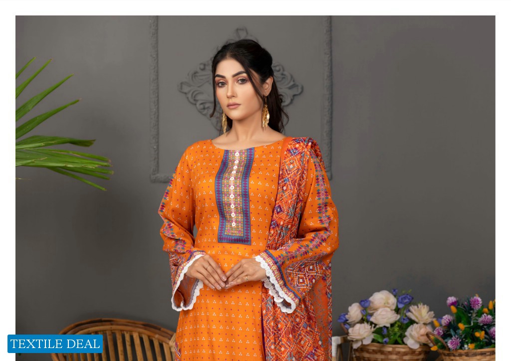 Regalia Orchid Printed Lawn With Silk Dupatta Wholesale Pakistani Suits Dealer