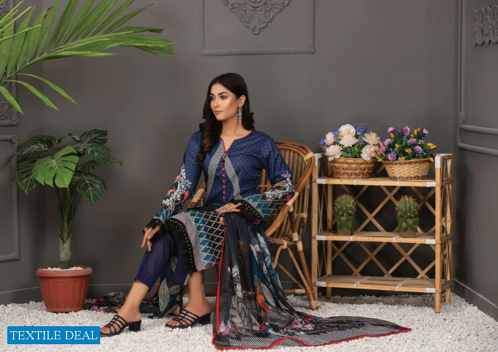 Regalia Orchid Printed Lawn With Silk Dupatta Wholesale Pakistani Suits Dealer