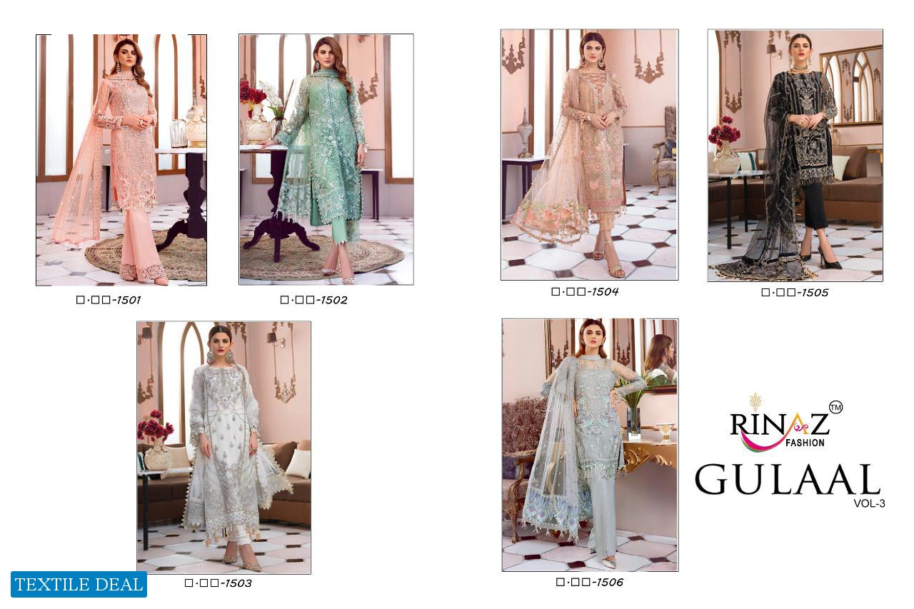 Rinaz Gulal Vol-3 Wholesale Embroidered Salwar Suits