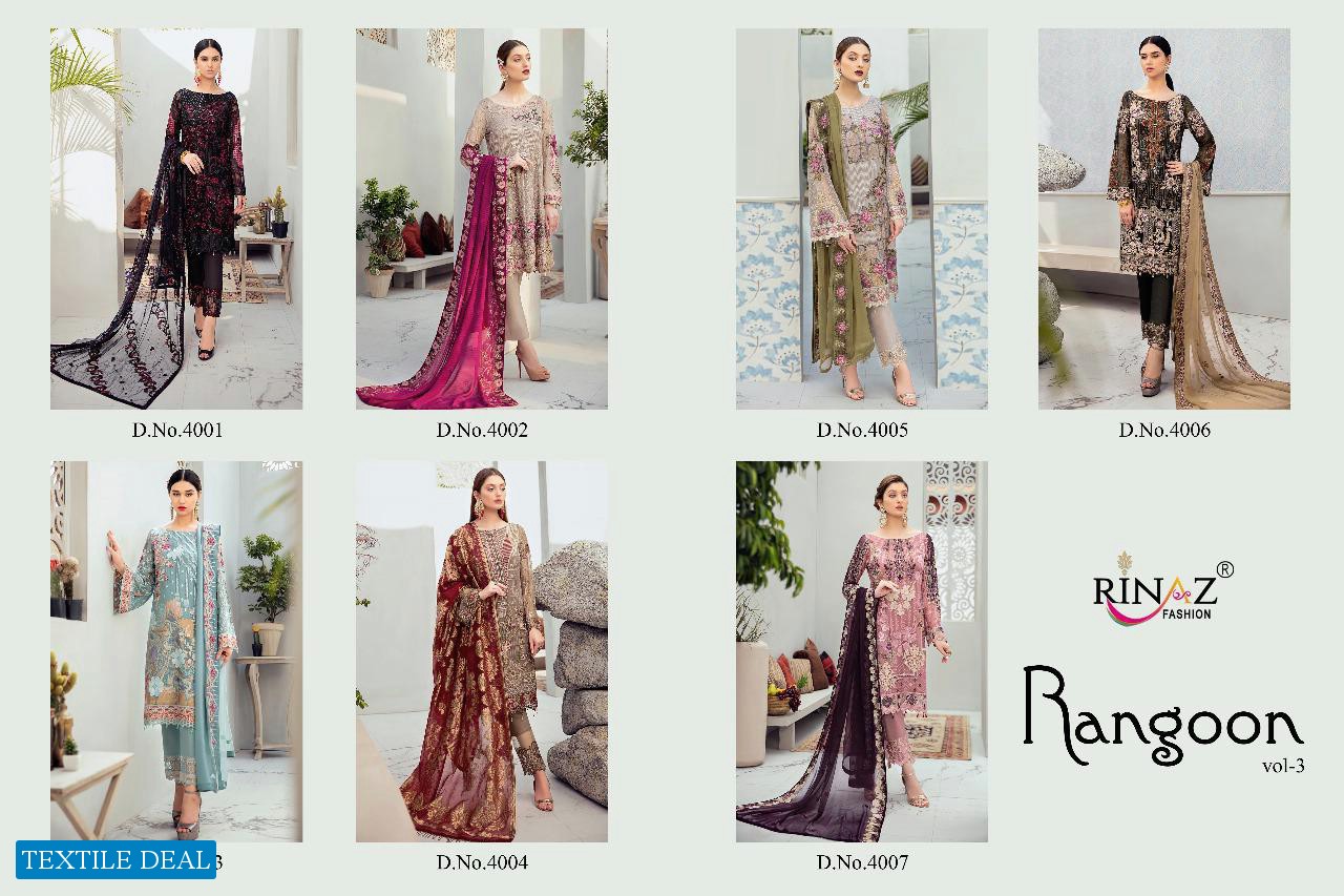 Rinaz Rangoon Vol-3 Wholesale pakistani Concept Salwar kameez