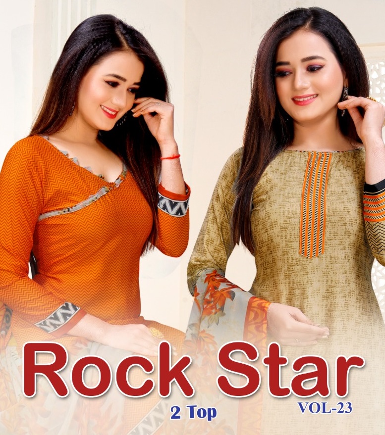 Rockstar Vol-23 Wholesale Two Top Dress Material Catalog