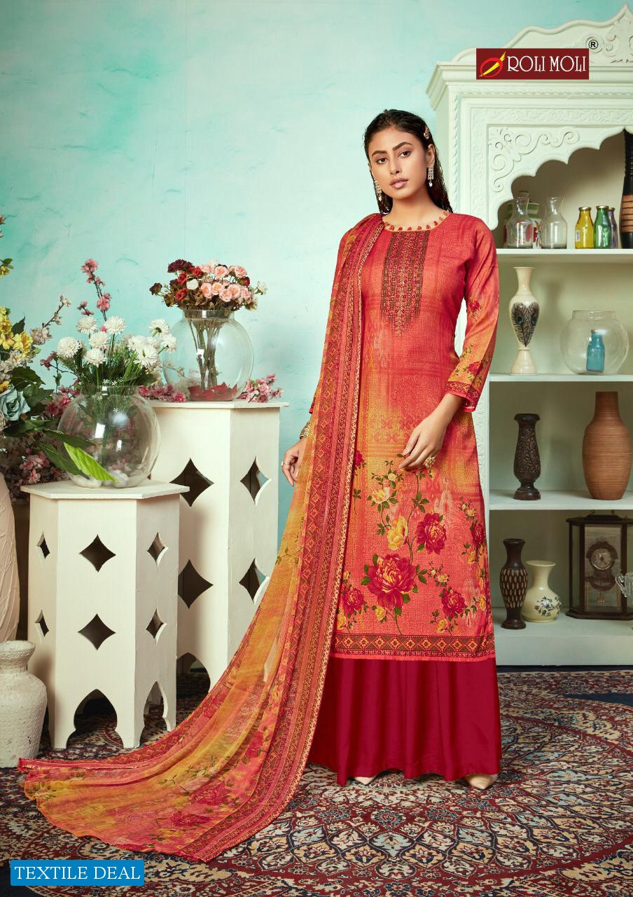 Roli Moli Mallika Heavy Designer Cotton With Sivorski Diamond Dress Material
