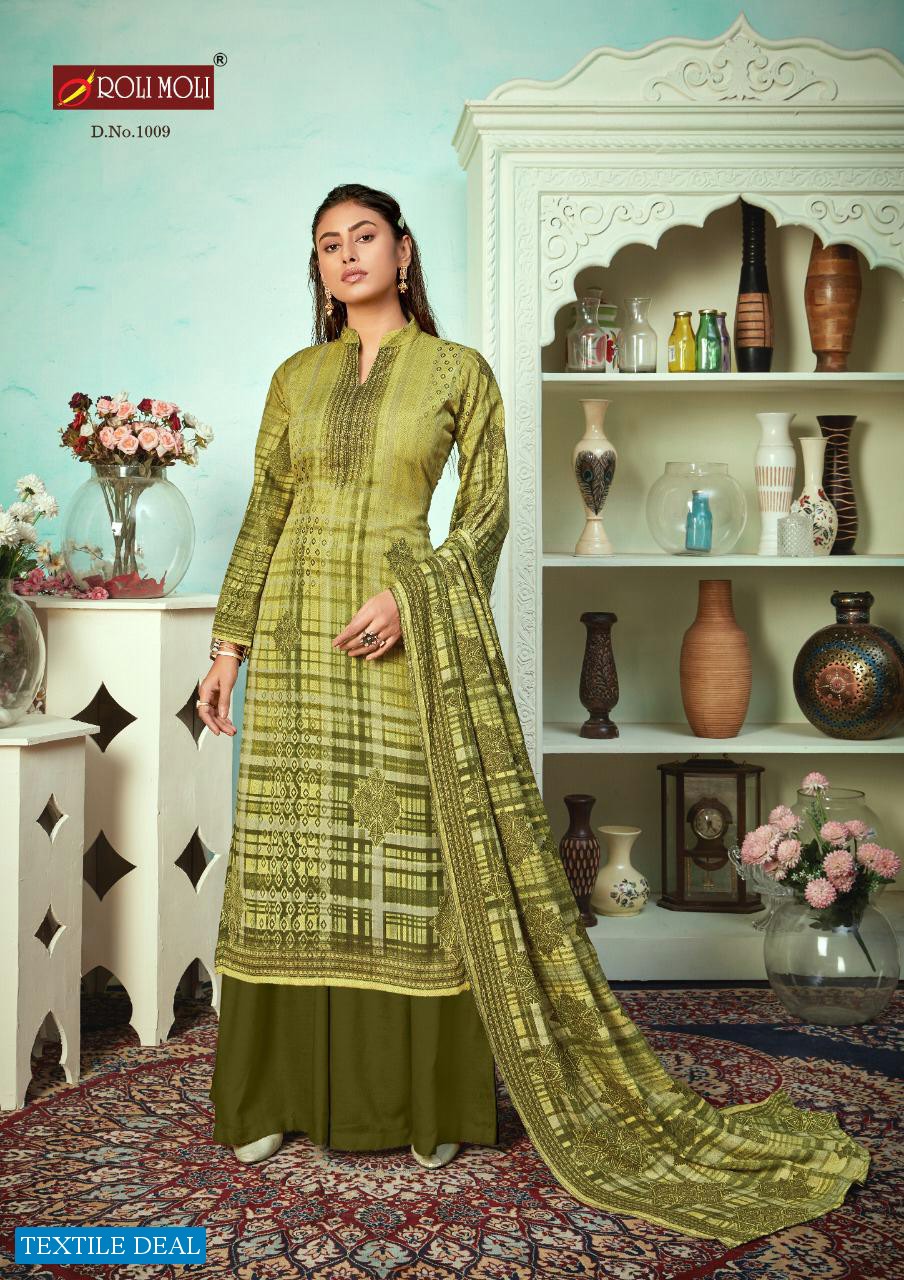 Roli Moli Mallika Heavy Designer Cotton With Sivorski Diamond Dress Material