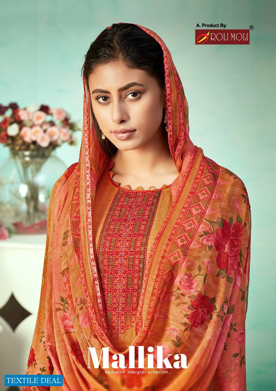 Roli Moli Mallika Heavy Designer Cotton With Sivorski Diamond Dress Material