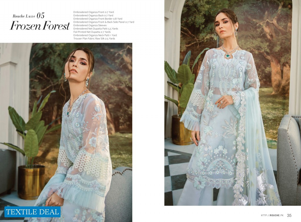 Rouche Luxe Embroidered Chiffon Collection 2020 branded Pakistani Suits