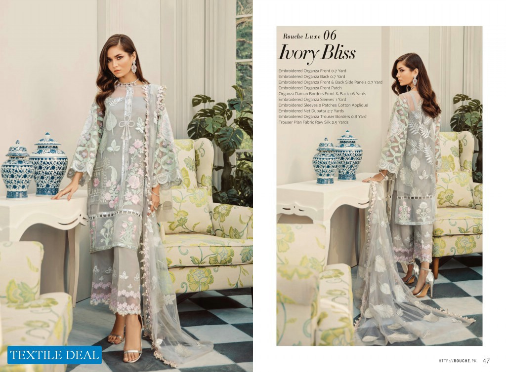 Rouche Luxe Embroidered Chiffon Collection 2020 branded Pakistani Suits