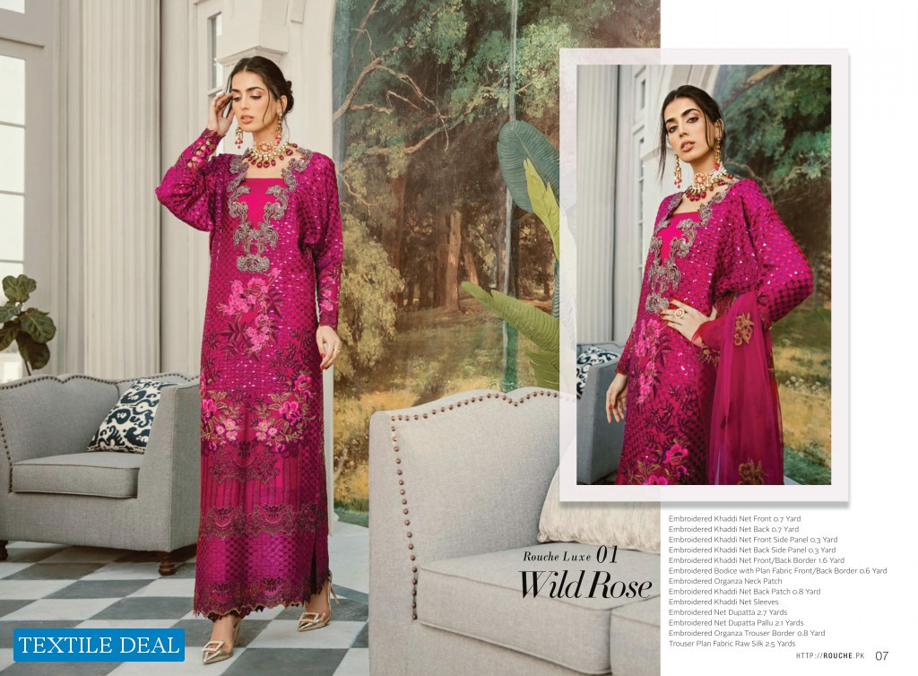 Rouche Luxe Embroidered Chiffon Collection 2020 branded Pakistani Suits