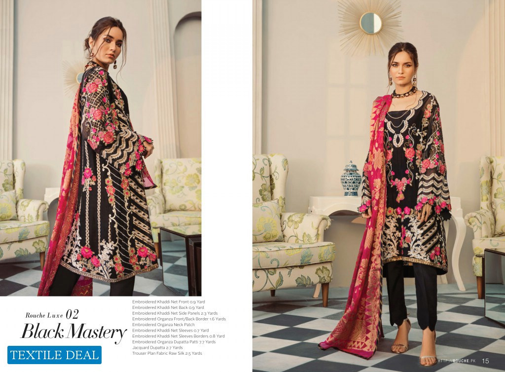 Rouche Luxe Embroidered Chiffon Collection 2020 branded Pakistani Suits