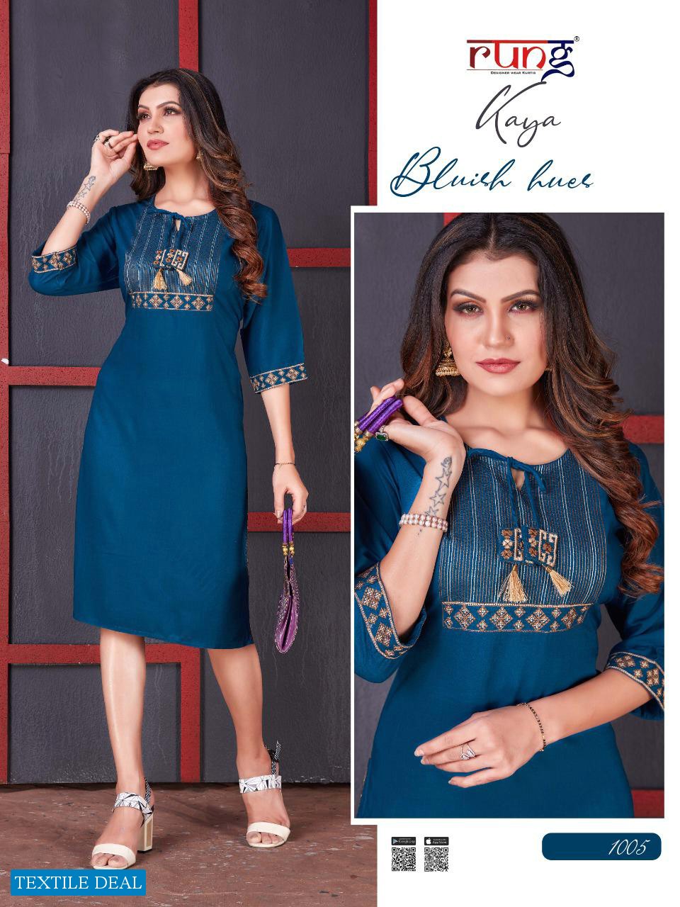 Rung Kaya Wholesale Heavy Slub With Work Kurtis