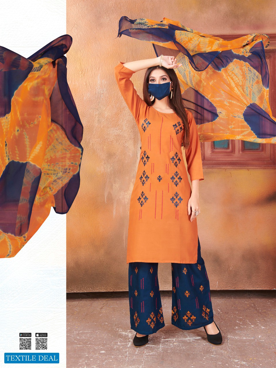 Rung Zubeda Vol-3 Wholesale Reyon Fabrics Full Stitched Dress With Matching Mask