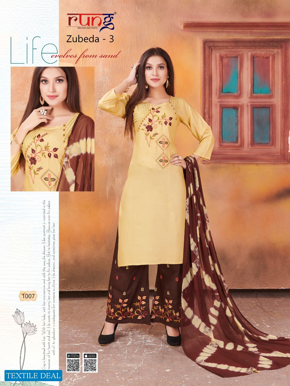 Rung Zubeda Vol-3 Wholesale Reyon Fabrics Full Stitched Dress With Matching Mask