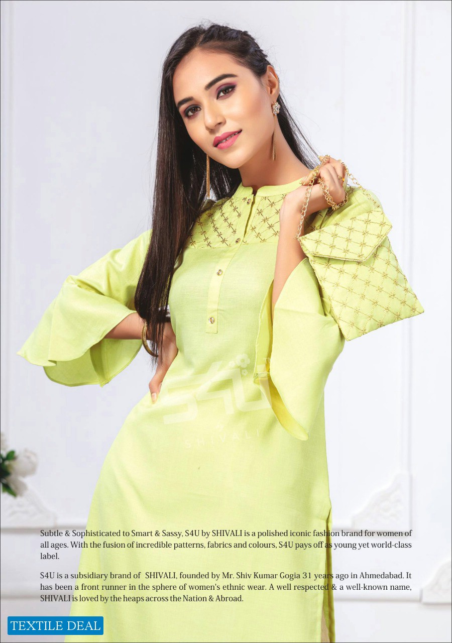 S4U BY SHIVALI PRESENT FYRE VOL 1 FANCY SUPER COMFORTABLE KURTI WITH MATCHING BAG WHOLESALER