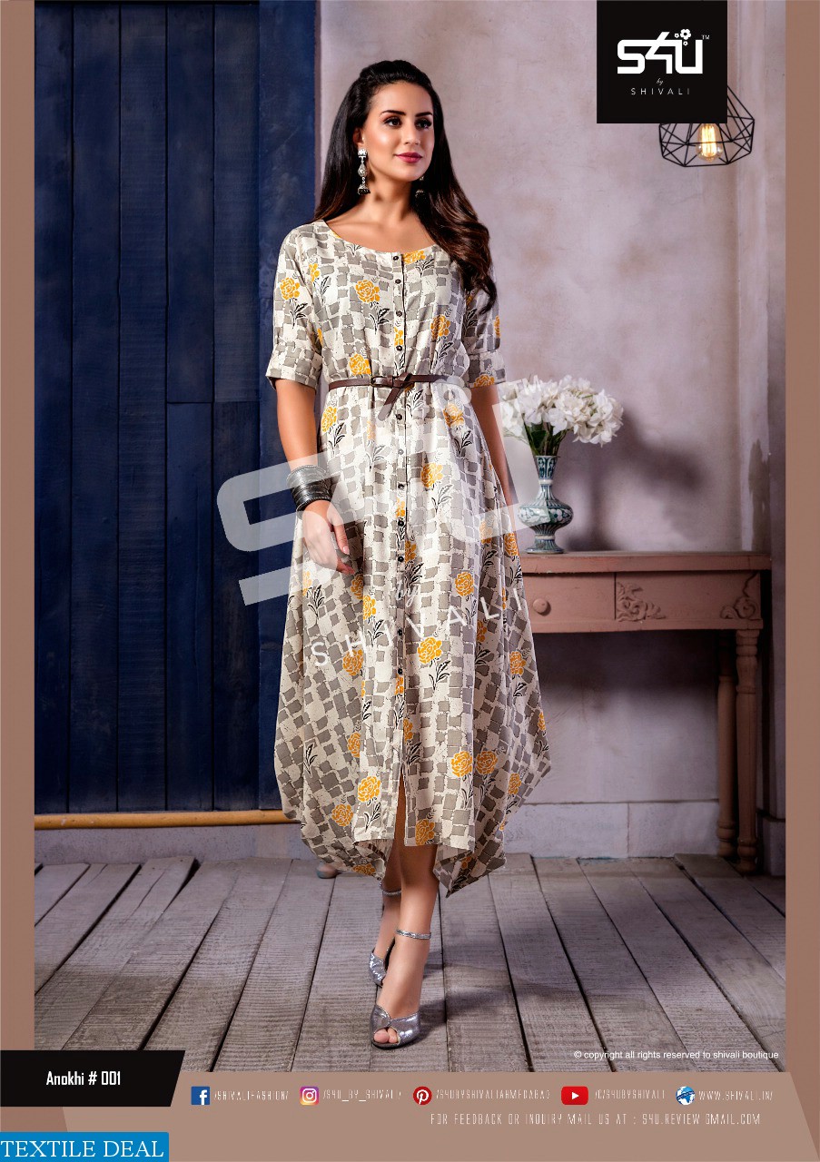 S4U LAUNCH ANOKHI WESTERN DESIGNER INDIAN KURTIS GOWN STYLE WHOLESALER