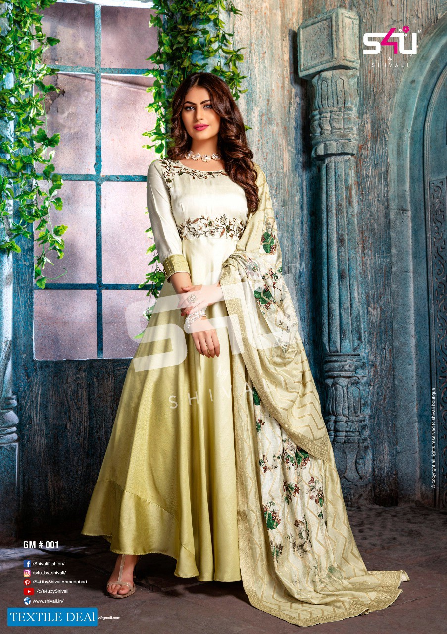 S4U PRESENT GLAMOUR EXCLUSIVE SILK LONG GOWN WITH BANARASI DOLA DUPATTA SHIVALI S4U