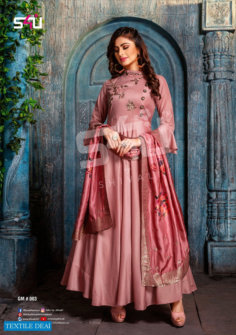 S4U PRESENT GLAMOUR EXCLUSIVE SILK LONG GOWN WITH BANARASI DOLA DUPATTA SHIVALI S4U