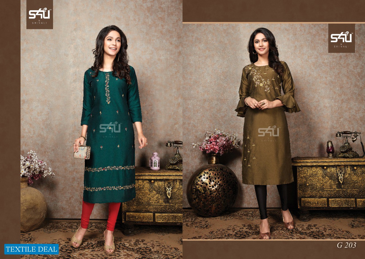 S4u Glamour Vol-2 Wholesale Chinon Silk Kurtis Catalog