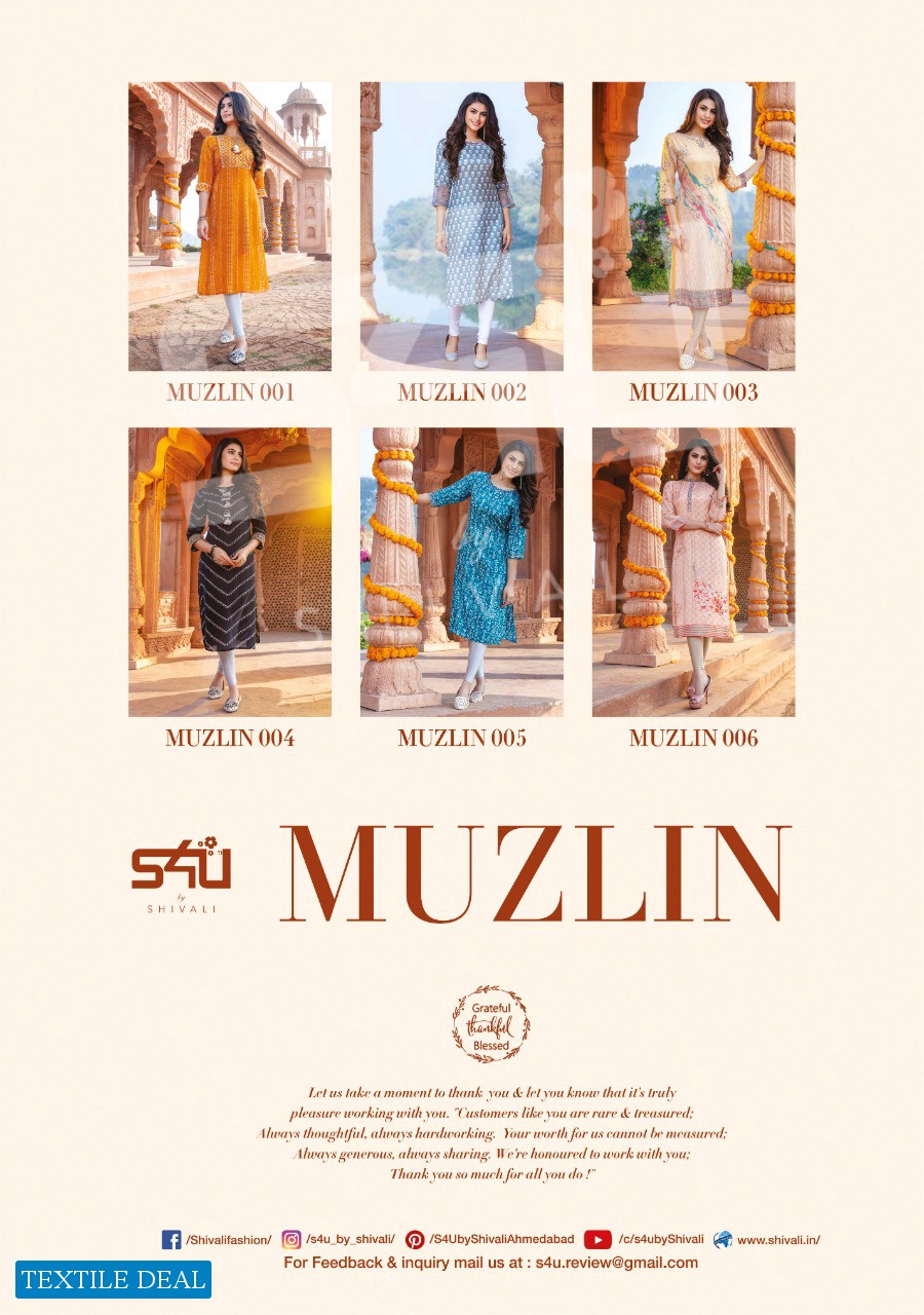 S4u Muzlin Wholesale Shopping Full Stitched Kurtis Collection