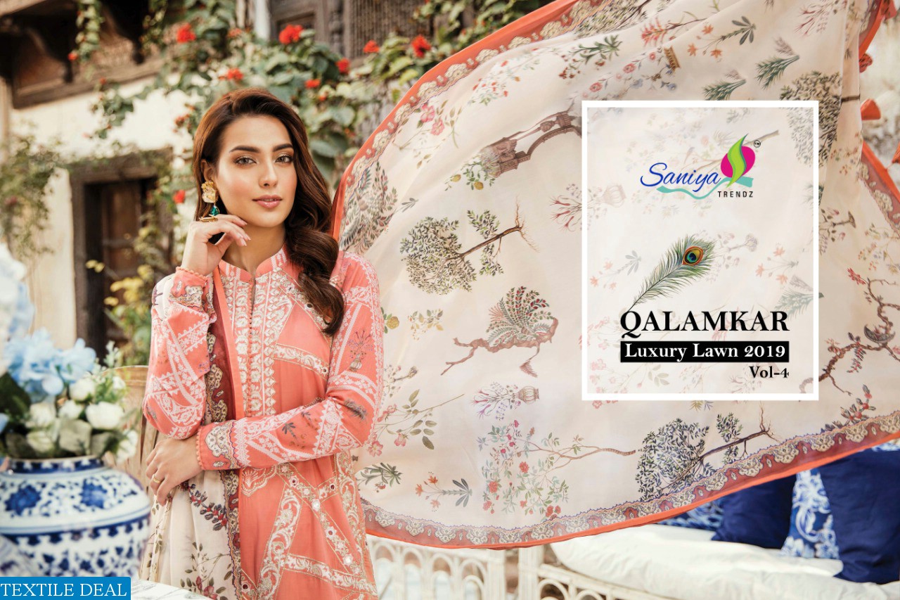 SAANIYA TRENDZ QALAMKAR VOL 4 CAMBRIC COTTON PRINTED PAKISTANI SUIT CONCEPT