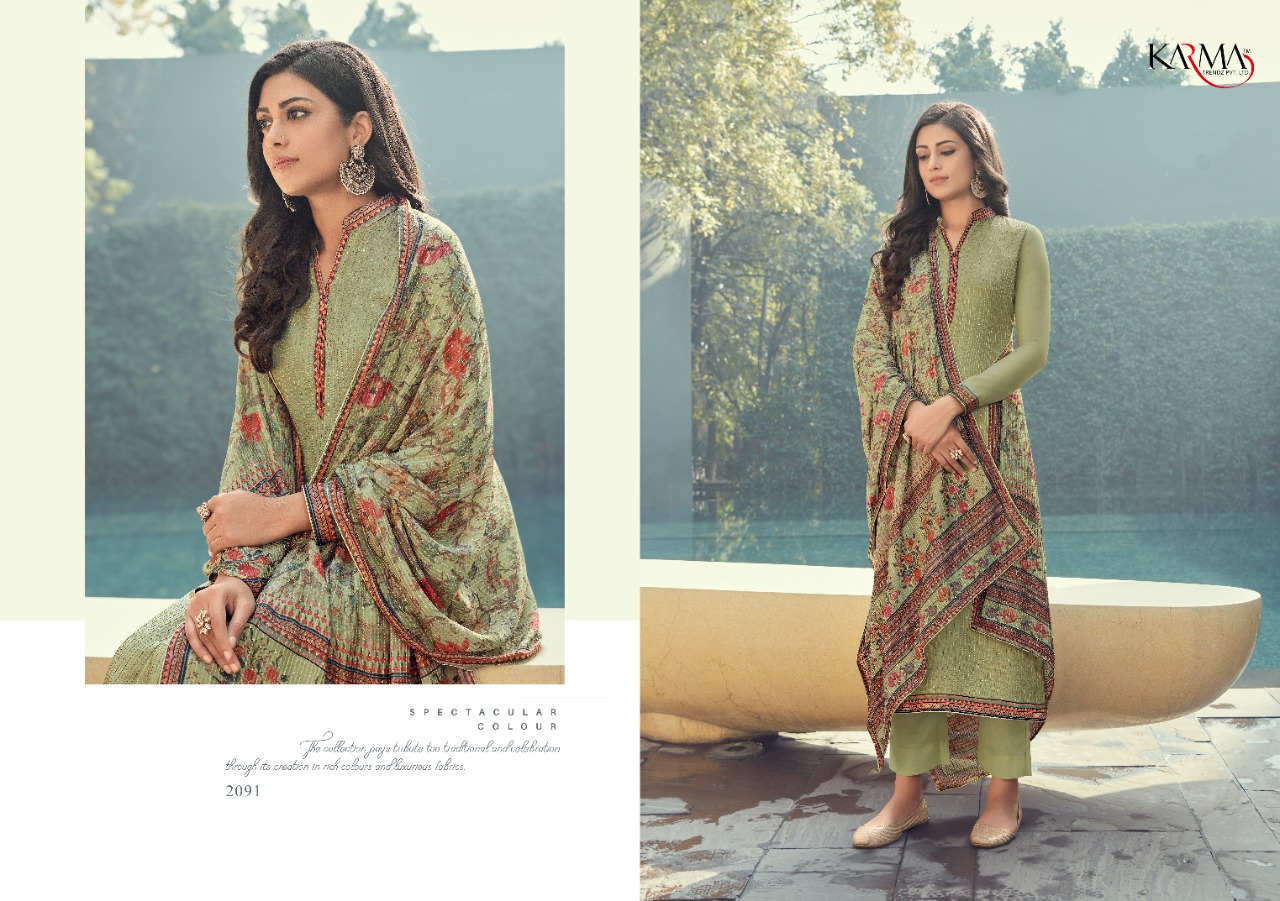 SABAH VOL 3 BY KARMA 2088-2094 SERIES MUSLIN EMBROIDERY SUITS WHOLESALER