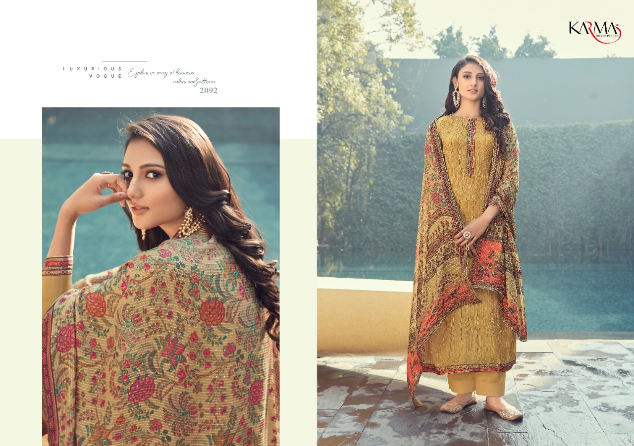 SABAH VOL 3 BY KARMA 2088-2094 SERIES MUSLIN EMBROIDERY SUITS WHOLESALER