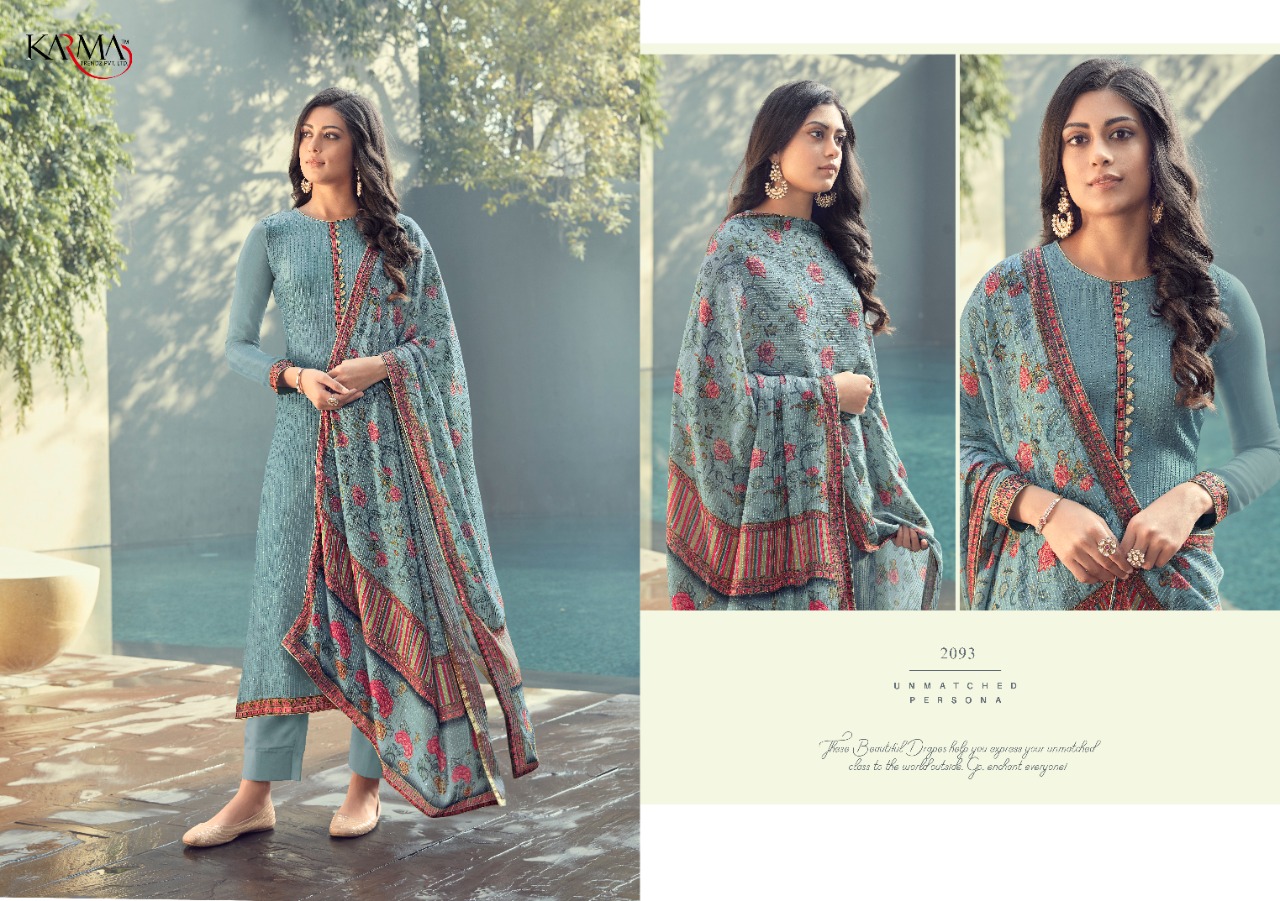 SABAH VOL 3 BY KARMA 2088-2094 SERIES MUSLIN EMBROIDERY SUITS WHOLESALER