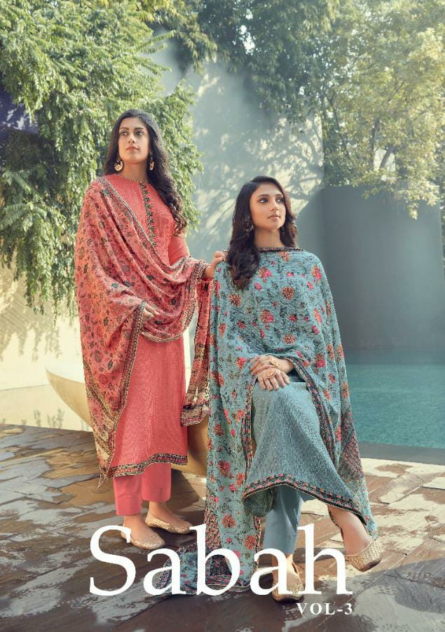 SABAH VOL 3 BY KARMA 2088-2094 SERIES MUSLIN EMBROIDERY SUITS WHOLESALER
