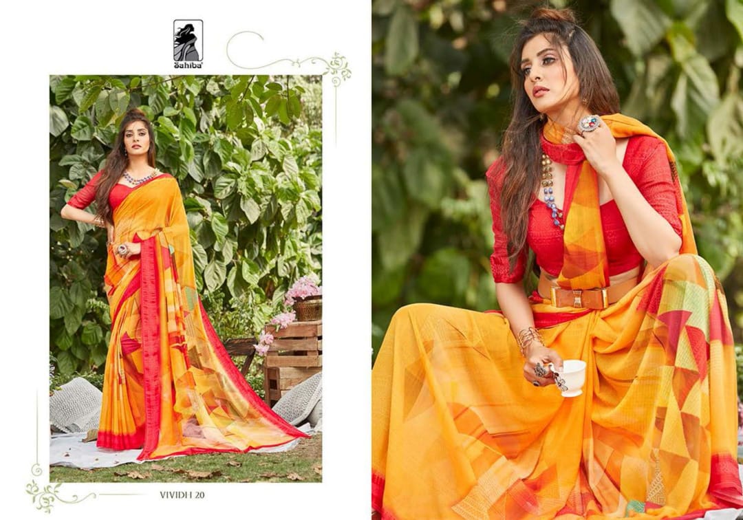 SAHIBA  VIVIDH  PRINTED  Formal Indian Sarees