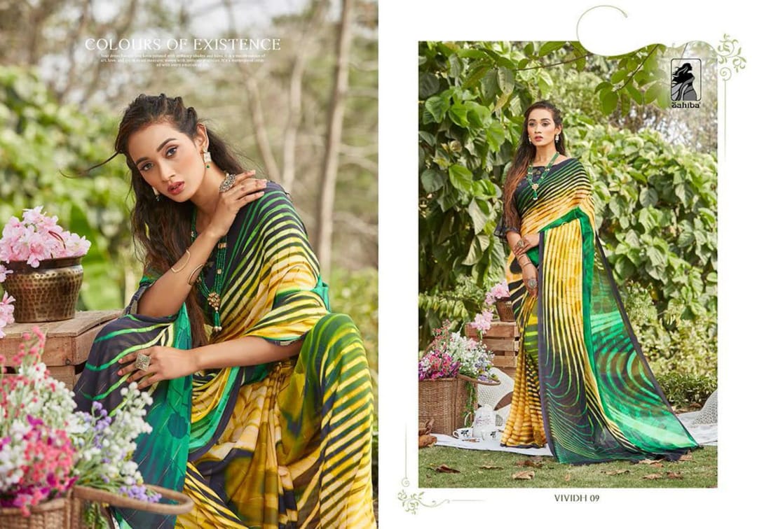 SAHIBA  VIVIDH  PRINTED  Formal Indian Sarees