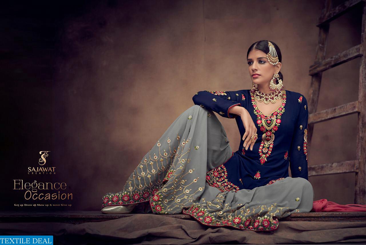 SAJAWAT CREATION BRIDAL VOL 2 GEORGETTE 8011-8016 SERIES SHARARA STYLE SUIT