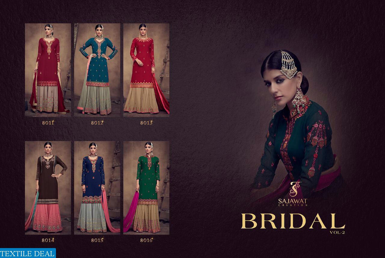 SAJAWAT CREATION BRIDAL VOL 2 GEORGETTE 8011-8016 SERIES SHARARA STYLE SUIT