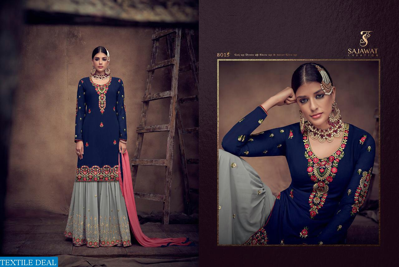 SAJAWAT CREATION BRIDAL VOL 2 GEORGETTE 8011-8016 SERIES SHARARA STYLE SUIT