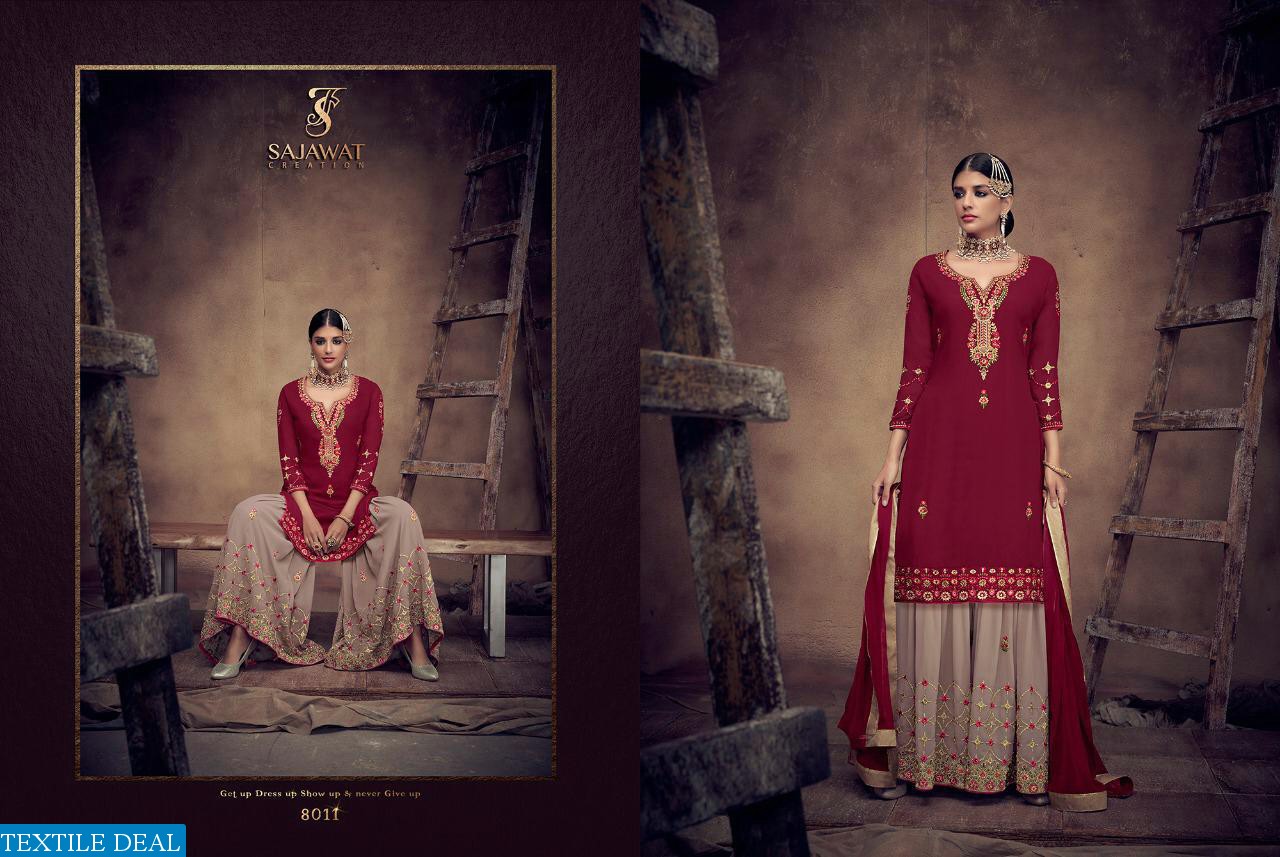 SAJAWAT CREATION BRIDAL VOL 2 GEORGETTE 8011-8016 SERIES SHARARA STYLE SUIT