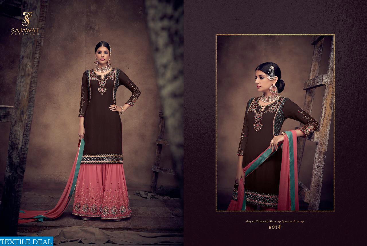 SAJAWAT CREATION BRIDAL VOL 2 GEORGETTE 8011-8016 SERIES SHARARA STYLE SUIT
